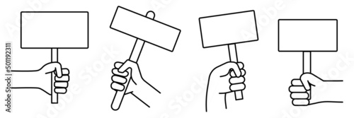Set of hands with banner vector icon