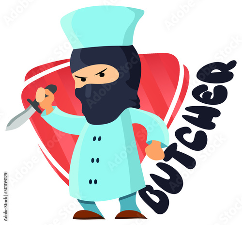 Hand drawn butcher cartoon style vector