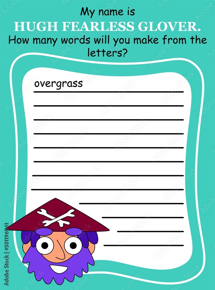 Anagram word game for children with cartoon pirate vector illustration ...
