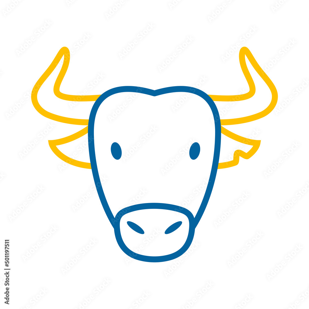 Spanish bull buffalo icon. Animal head vector