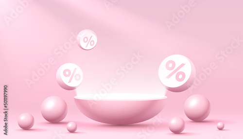 Mega sale special offer, Stage podium percent, Stage Podium Scene with for Award, Decor element background. Vector