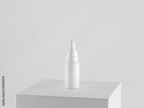 Cosmetic bottle mock-up. Minimal box 3d. © GAS