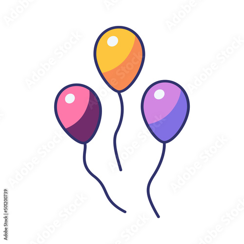 Vector illustration of cartoon three balloons on white background.