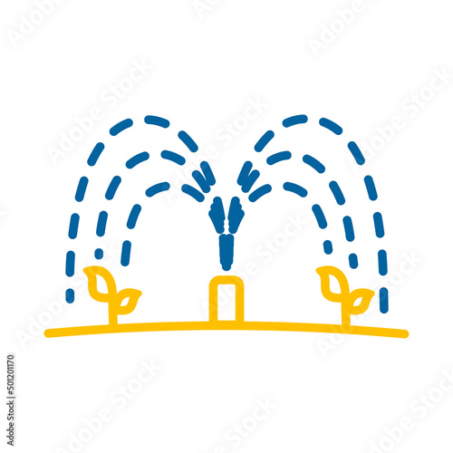Automatic irrigation sprinkler vector icon