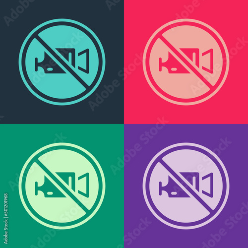 Free Download Pop art Prohibition sign no video recording icon isolated on color background. Vector - GFXLoad