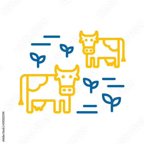 Cow on a pasture vector icon