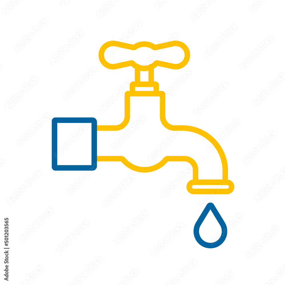 Faucet with drop isolated vector icon Faucet with drop isolated vector icon
