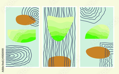 Abstract shapes poster contemporary boho art