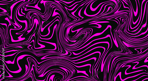Abstract black curve lines on pink background. Vector illustration