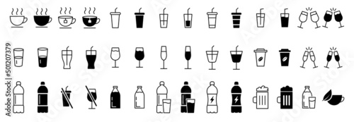 Drink icon collection vector set