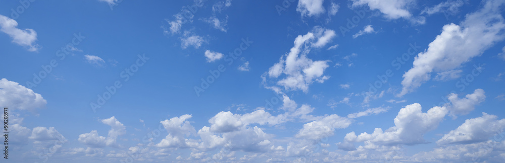Cloud sky panorame with floofy clouds and blue sky Cloud sky panorame with floofy clouds and blue sky