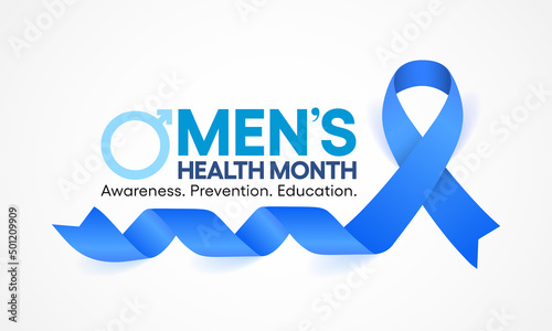 Men's health month is observed every year in June, it is used to raise awareness about health care for men and focus on encouraging boys to practice and implement healthy living decisions. Vector art.