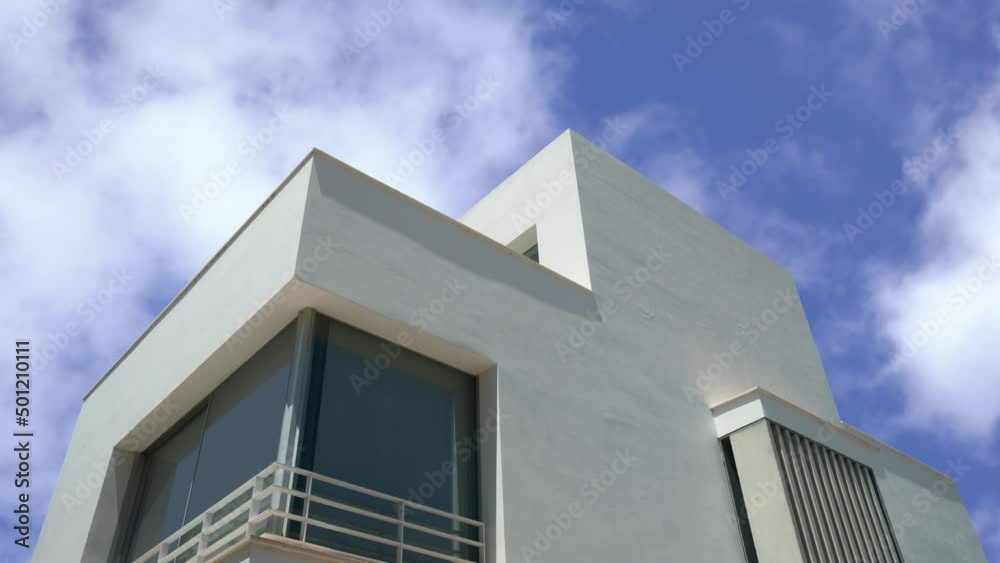 Clouds Moving Above A Modern Luxury Villa