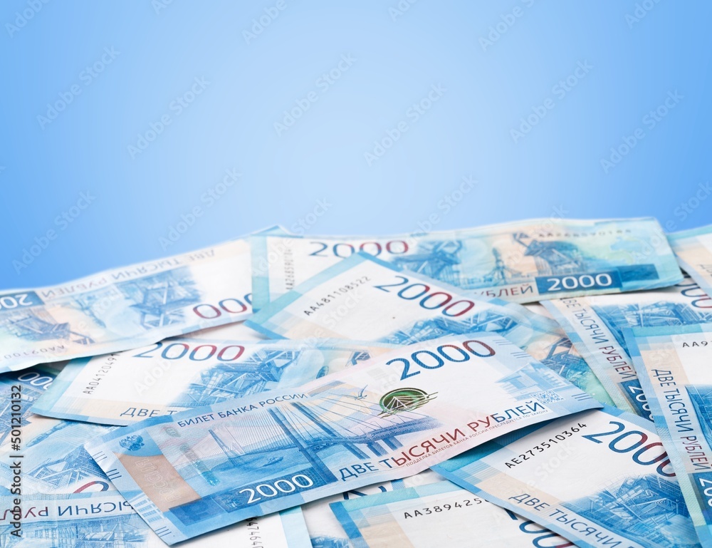Currency background. Banknotes with coin and currency