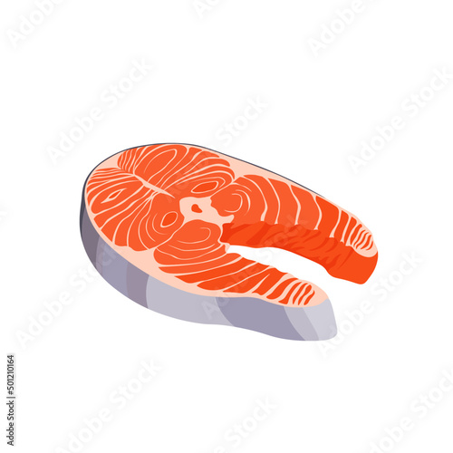 salmon steak in flat style isolated on white background vector illustration. Fish meat illustration.