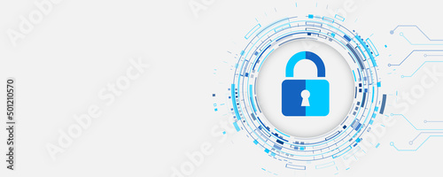 Cyber security for business and internet projects. Vector illustration of data security services. Data protection, privacy, and internet security concept. Hi-tech various background. photo