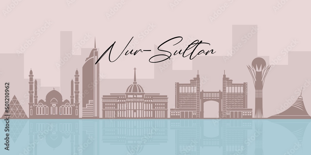 Nur-Sultan silhouette of the city