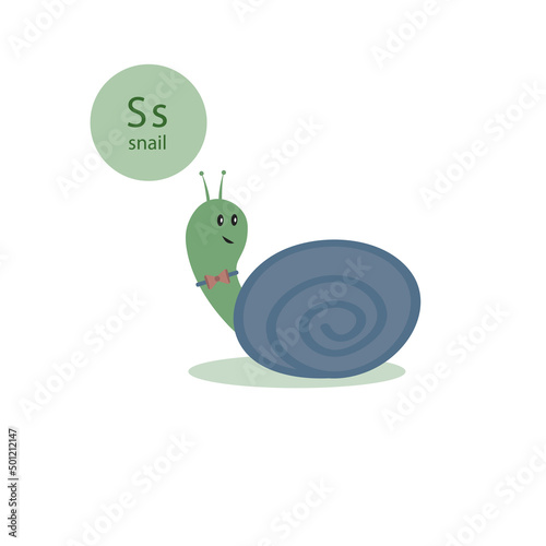 little snail looks at the backside .animal vector illustration