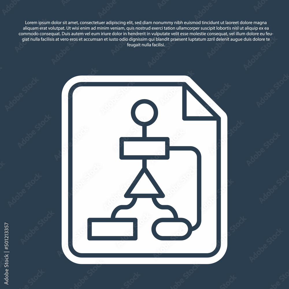 Blue line Tile flowchart for program design or process management plan icon isolated on blue background. Block diagram. Vector Blue line Tile flowchart for program design or process management plan icon isolated on blue background. Block diagram. Vector