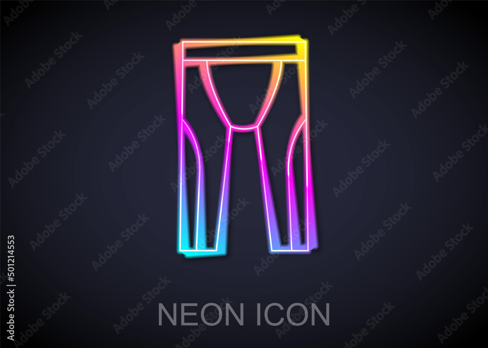 Glowing neon line Wetsuit for scuba diving icon isolated on black background. Diving underwater equipment. Vector Glowing neon line Wetsuit for scuba diving icon isolated on black background. Diving underwater equipment. Vector