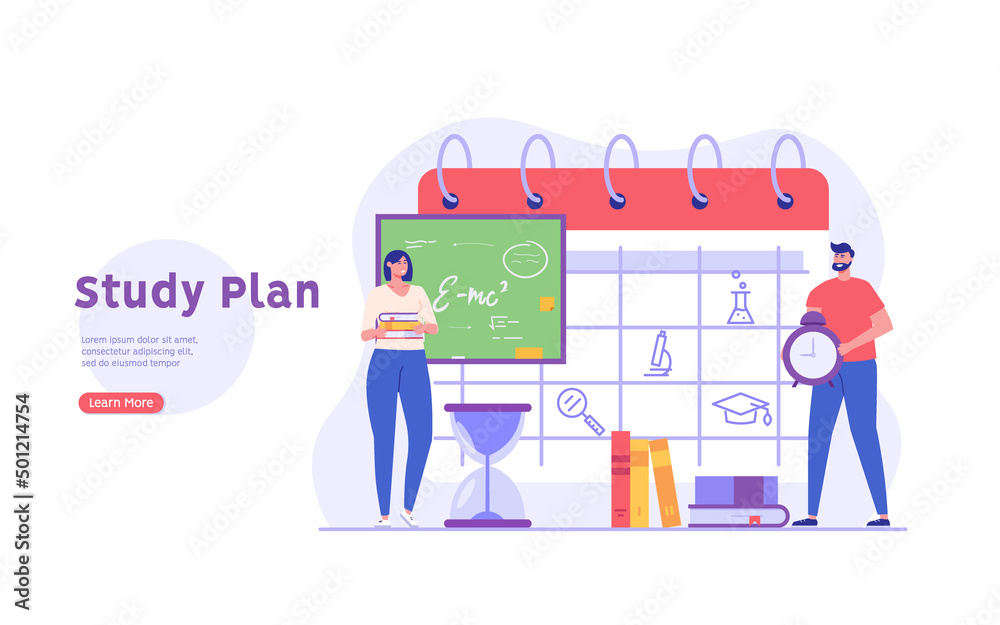Concept of learning program, study plan, class schedule. Students ...