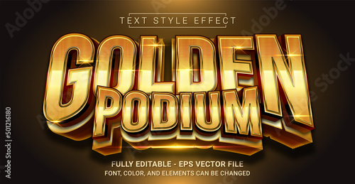 Golden Podium Text Style Effect. Editable Graphic Text Template. photo