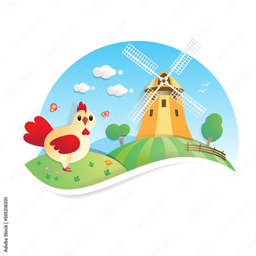 Fototapeta premium Farm cartoon background vector illustration