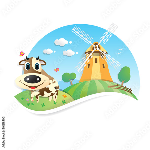Farm cartoon background  vector illustration