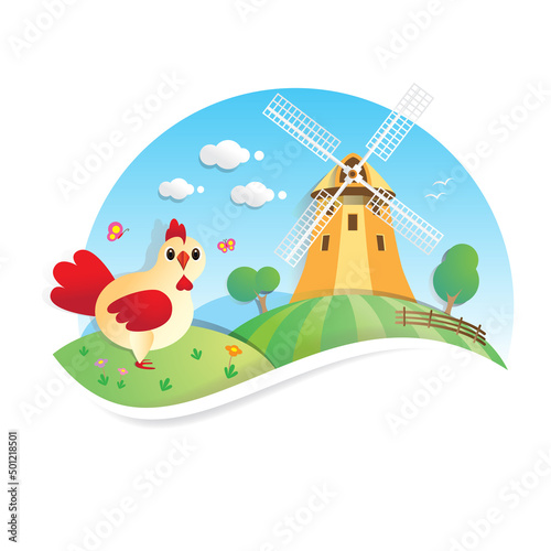 Farm cartoon background  vector illustration
