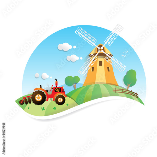 Farm cartoon background  vector illustration