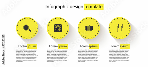 Set Car mirror, Gear shifter, Electric engine and Windscreen wiper. Business infographic template. Vector