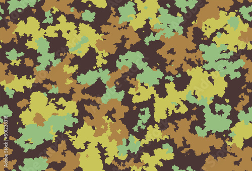 Seamless classic camouflage pattern. Camo fishing hunting vector background. Masking light green beige brown color military texture wallpaper. Army design for fabric paper vinyl print