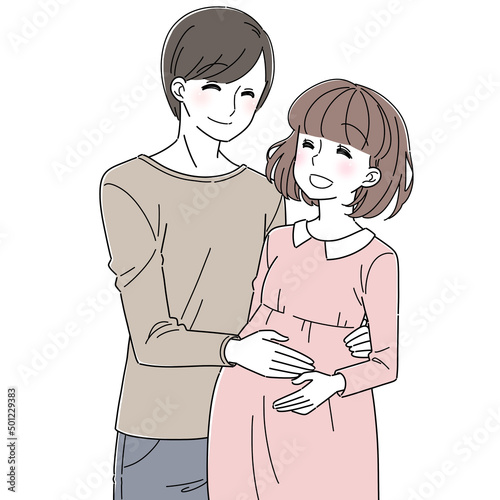 妊婦とお腹を触る夫