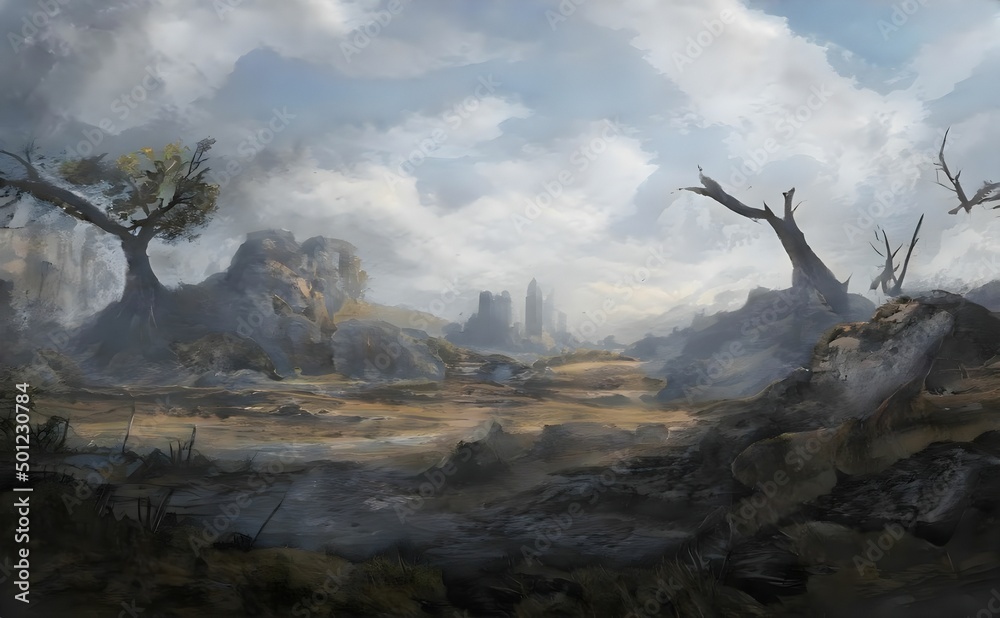an old painting of a mountain landscape an old painting of a mountain landscape