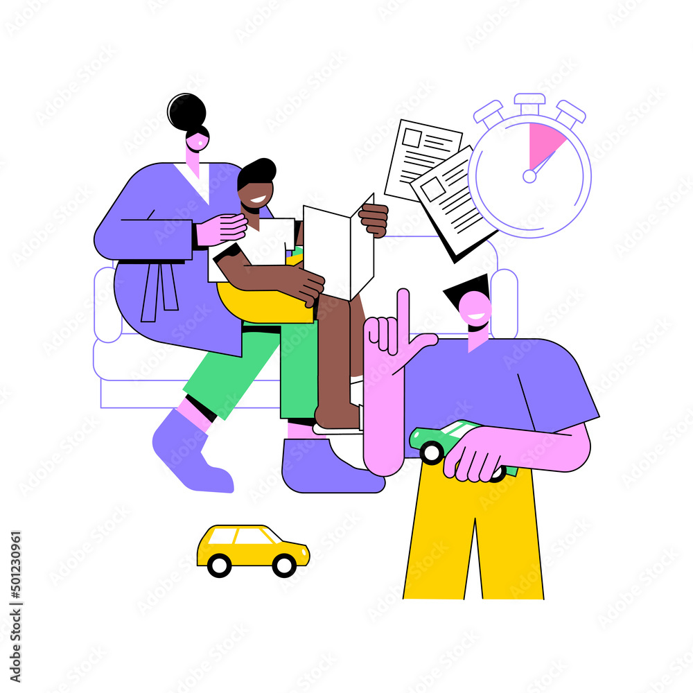 Foster parent abstract concept vector illustration. Foster care, father in adoption, happy interracial family, having fun, together at home, childless couple, adopted child abstract metaphor. Foster parent abstract concept vector illustration. Foster care, father in adoption, happy interracial family, having fun, together at home, childless couple, adopted child abstract metaphor.
