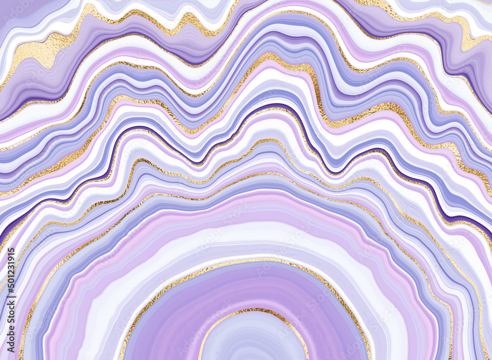 Fototapeta Agate stone wallpaper print design with natural mineral texture and gold veins.