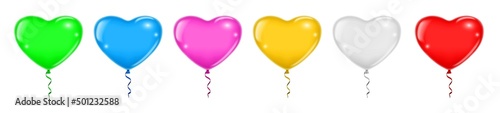 set of realistic love flying balloons isolated or multicolored helium balloon or group of balloon decoration for party. eps vector