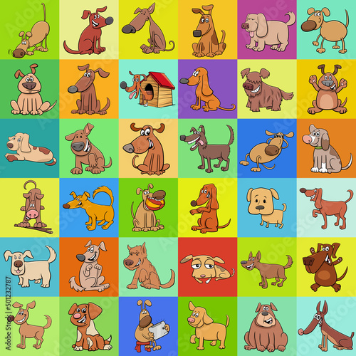 background or pattern design with cartoon dog characters