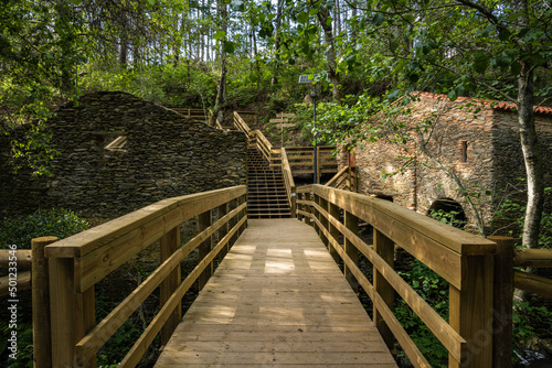 Wooden staircase in Stanislaus fountain park