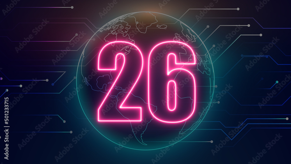 Neon number on black background. Learning numbers, serial number, price, place. Neon number on black background. Learning numbers, serial number, price, place.