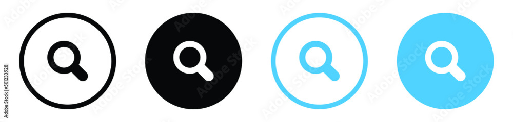 search icon button - magnifying glass loupe sign symbol, magnifier icon - obrazy, fototapety, plakaty 
