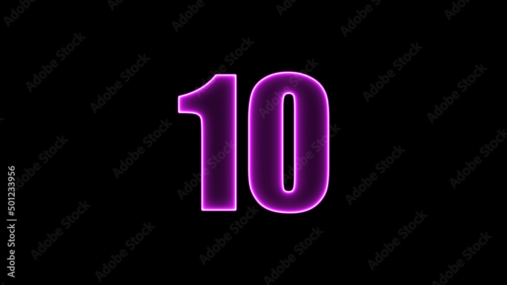 Neon number on black background. Learning numbers, serial number, price, place. Neon number on black background. Learning numbers, serial number, price, place.