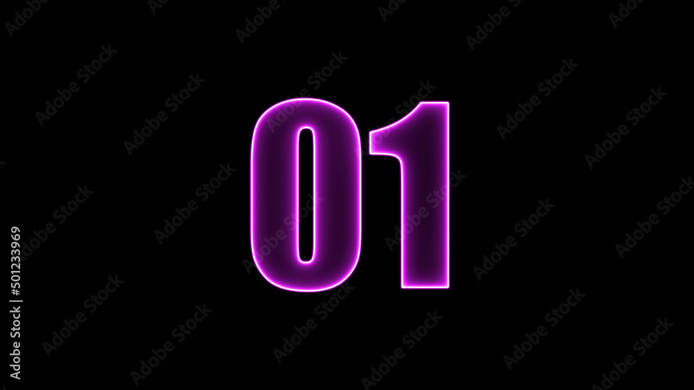 Neon number on black background. Learning numbers, serial number, price, place. Neon number on black background. Learning numbers, serial number, price, place.