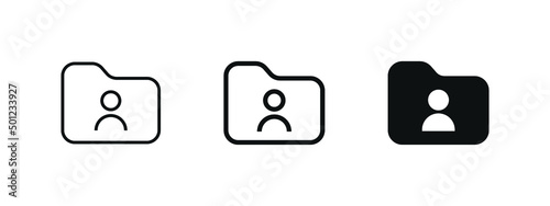 folder user icon, file document with profile person icon - mobile phone contacts icon sign - save to contact icon with user avatar icon