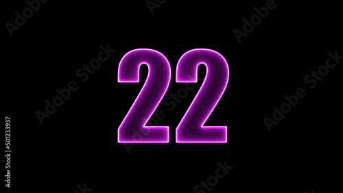 Neon number on black background. Learning numbers, serial number, price, place. 