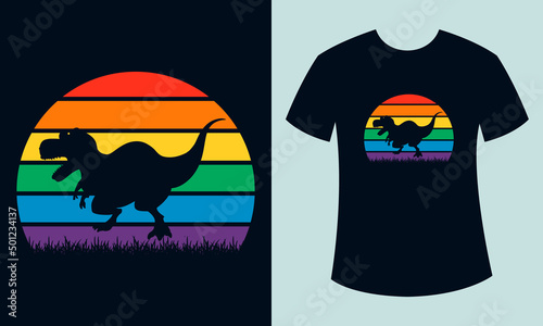 Retro vintage Lgbt pride dinosaur t-shirt design, Pride month t-shirt design, Dino Pride Rainbow shirt