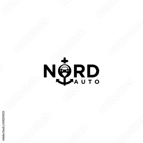 anchor pin car auto logo sign design