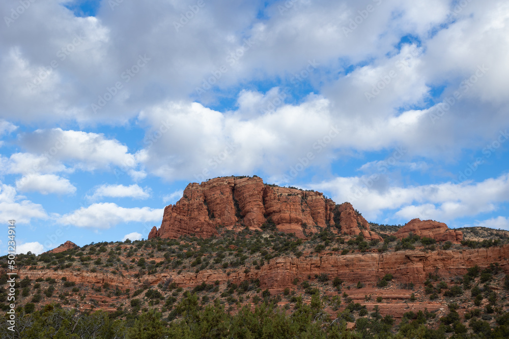 Sedona Red Rocks with Fluffy Clouds
