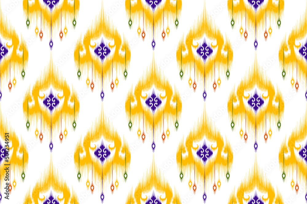 Geometric abstract ikat ethnic pattern design. Aztec fabric carpet mandala ornament chevron textile decoration wallpaper. Tribal turkey African Indian traditional embroidery vector background 