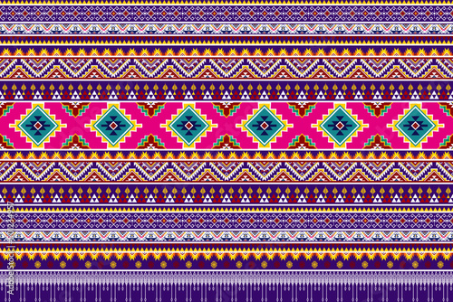 Geometric abstract ikat ethnic pattern design. Aztec fabric carpet mandala ornament chevron textile decoration wallpaper. Tribal turkey African Indian traditional embroidery vector background 
